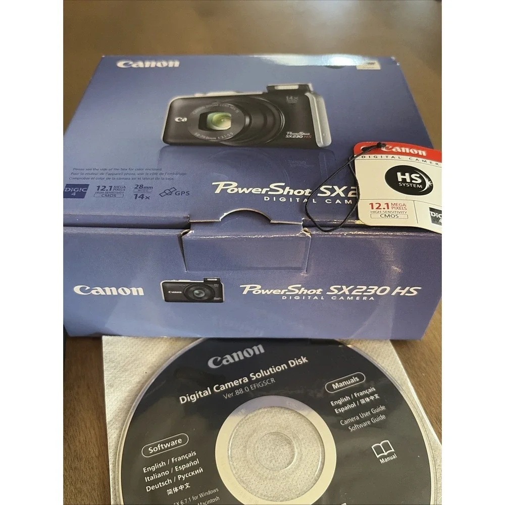 Canon PowerShot SX230 HS 12.1MP 14x Optical Zoom Blue Digital Camera GPS Tested